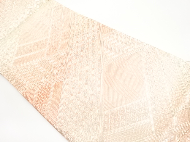 佐賀錦菱に檜垣模様織出し全通袋帯